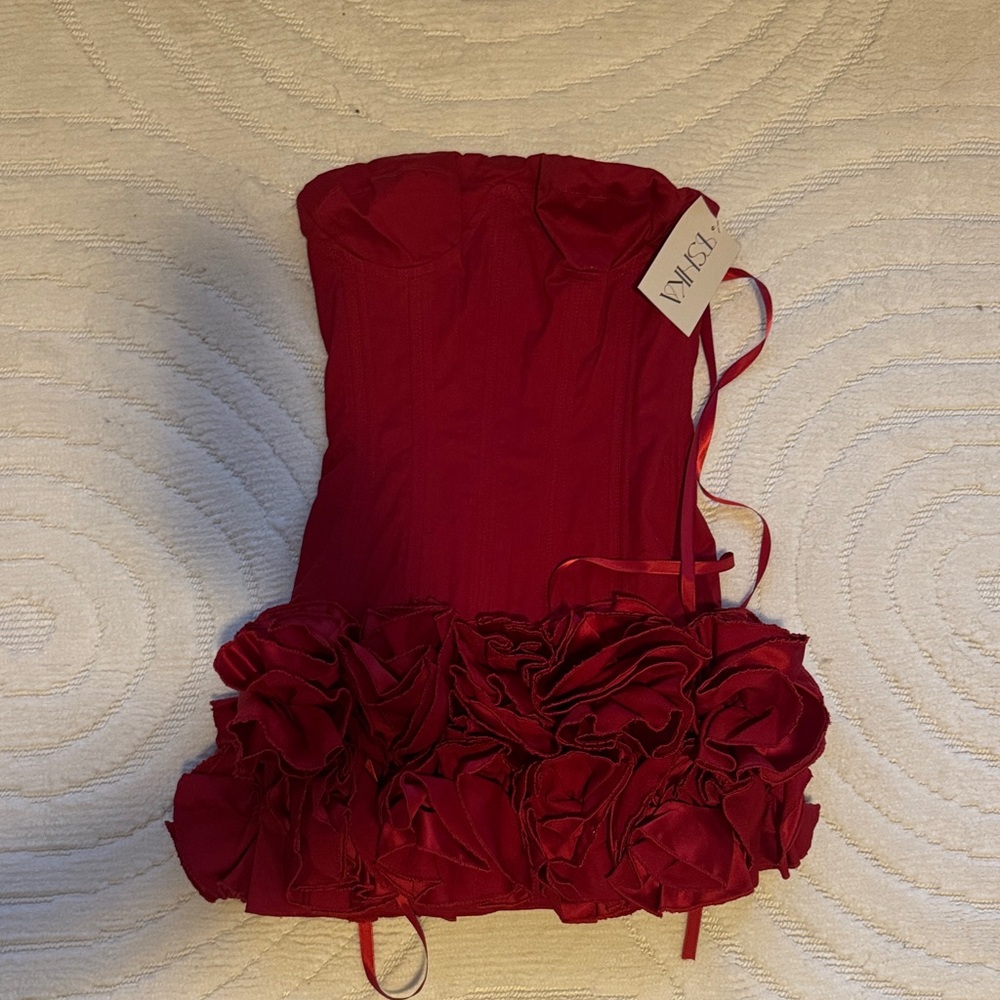TSHKA Red Corset Dress with Floral Details